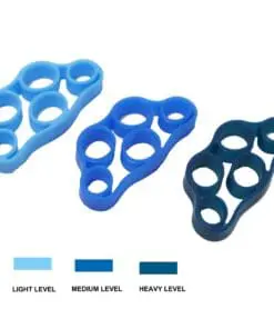 Fingertræner sæt med 3 styrker. Styrketræner til fingre i silicone.