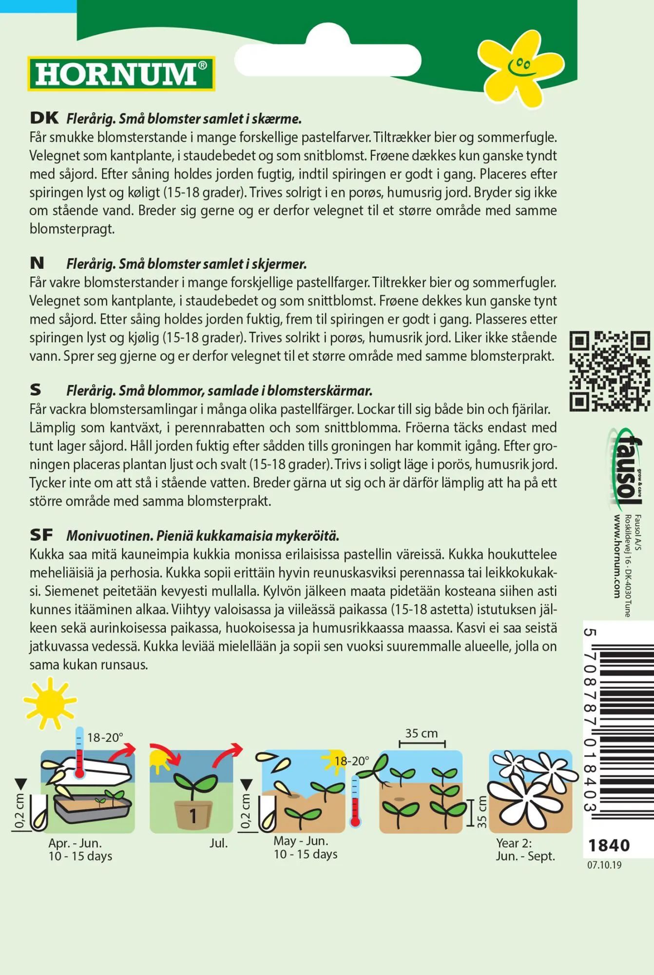 Røllike blanding – Flerårig “Summer Pastells” – Blomsterfrø