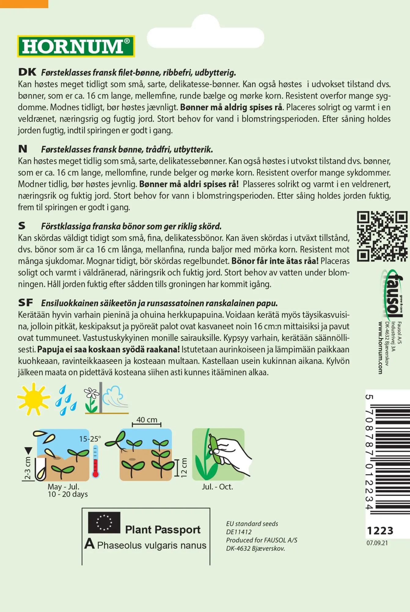 Buskbønne – Haricot Verts – Hornum Grøntsagsfrø