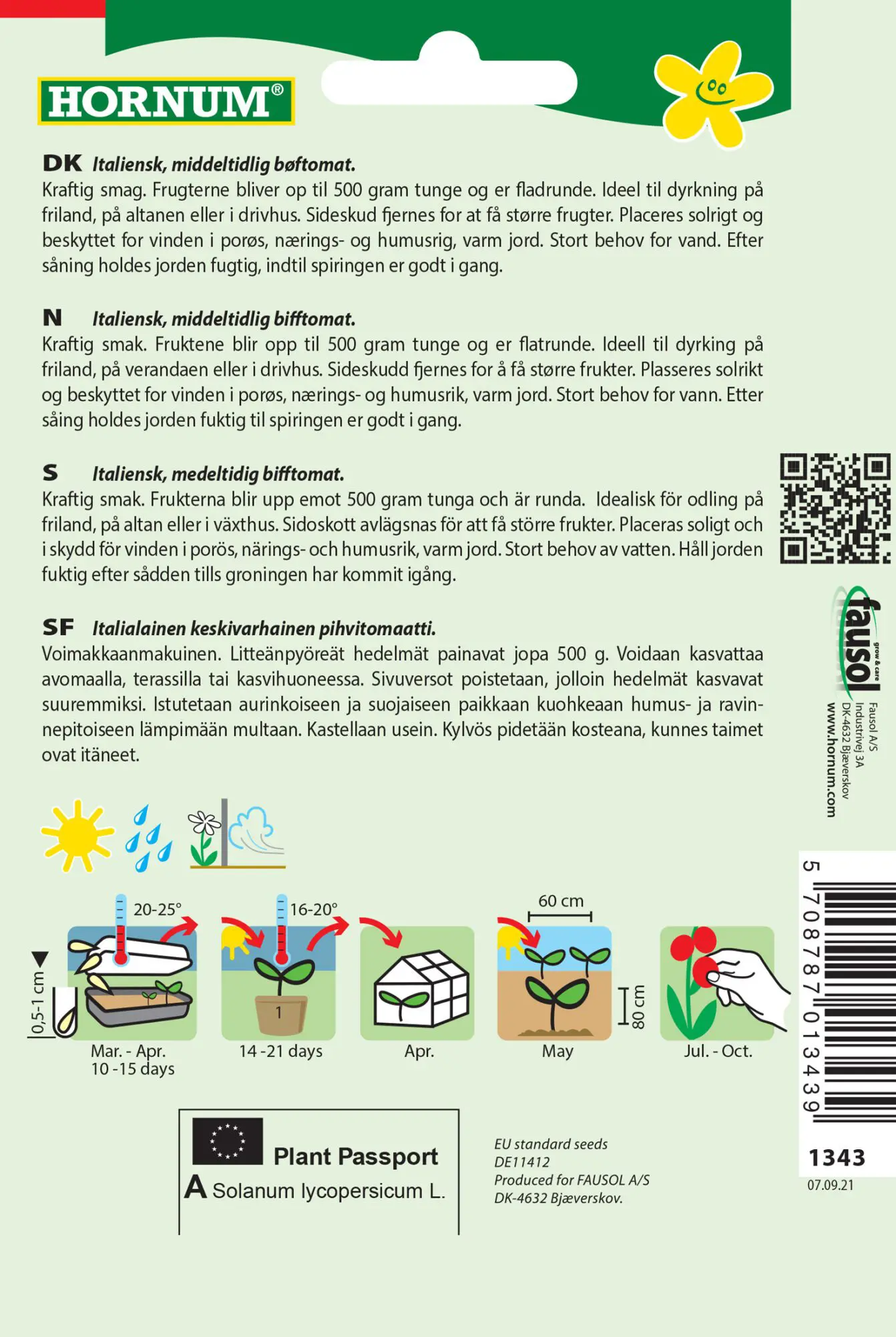 Tomatfrø Bøftomat – Middeltidlig store bøftomater – Grøntsagsfrø