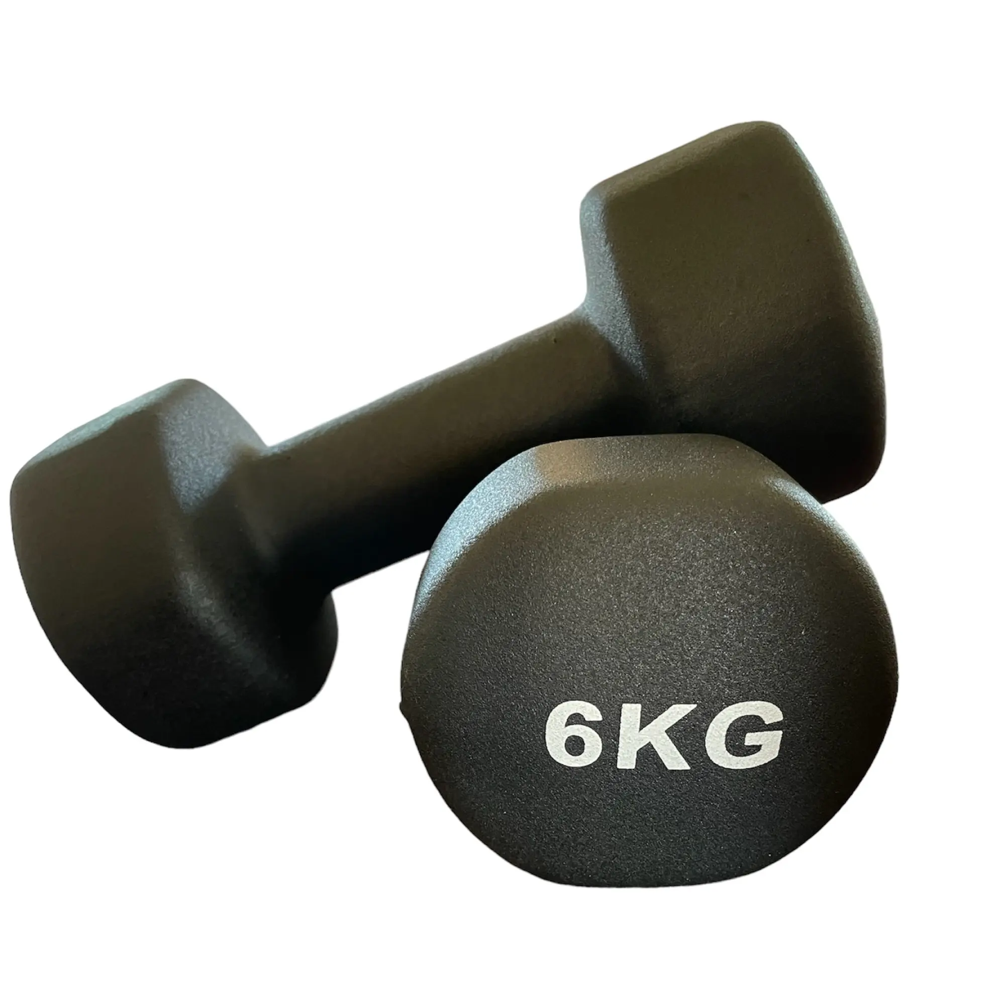 Håndvægte sæt 2 x 6 kg. Neoprenbelagte håndvægte i sort.