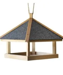 Fuglefoderhus til ophæng – Olieret egetræ med tagpap 37×37 cm