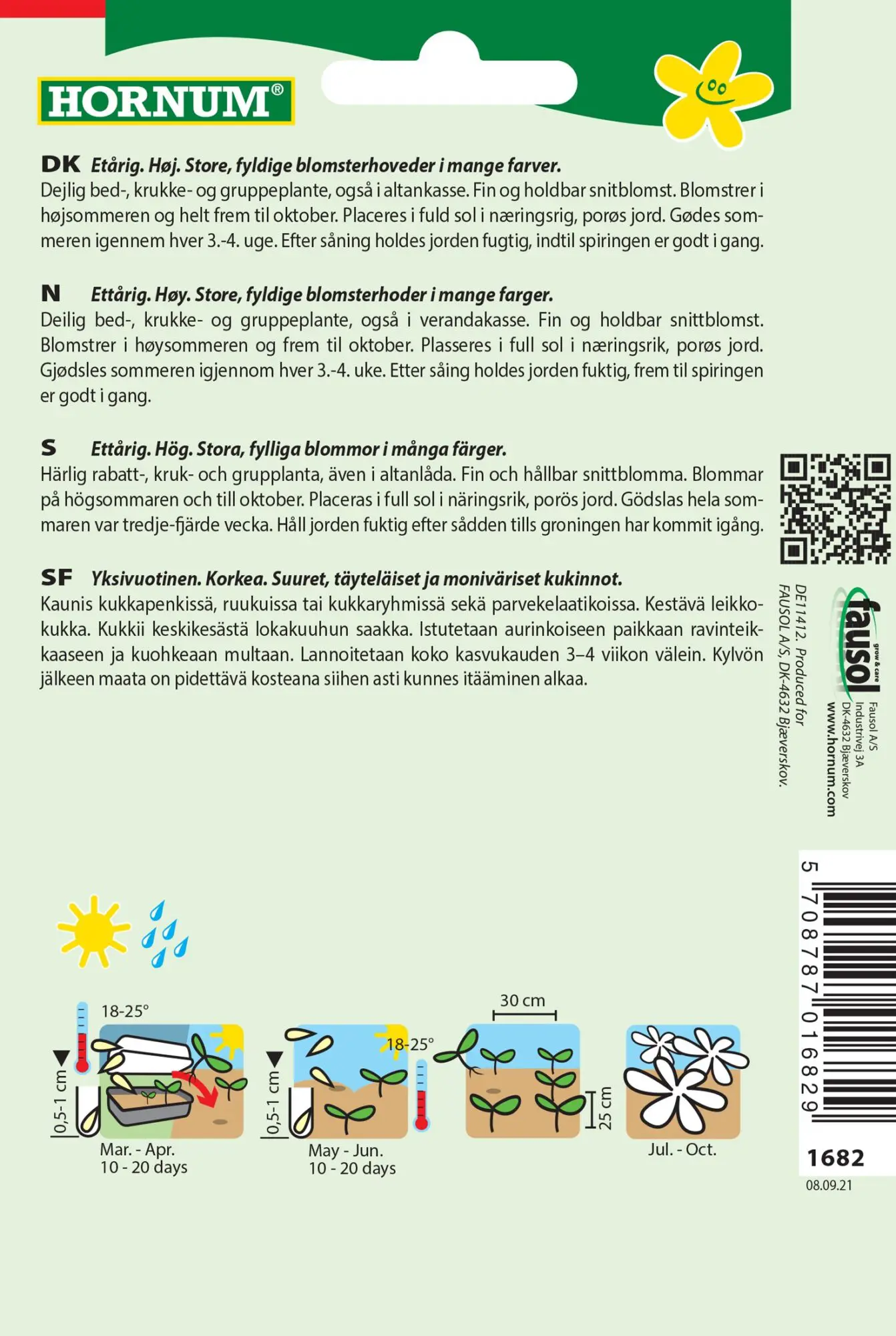 Frøkenhat blanding “California” – Store farveige frøkenhat – Blomsterfrø
