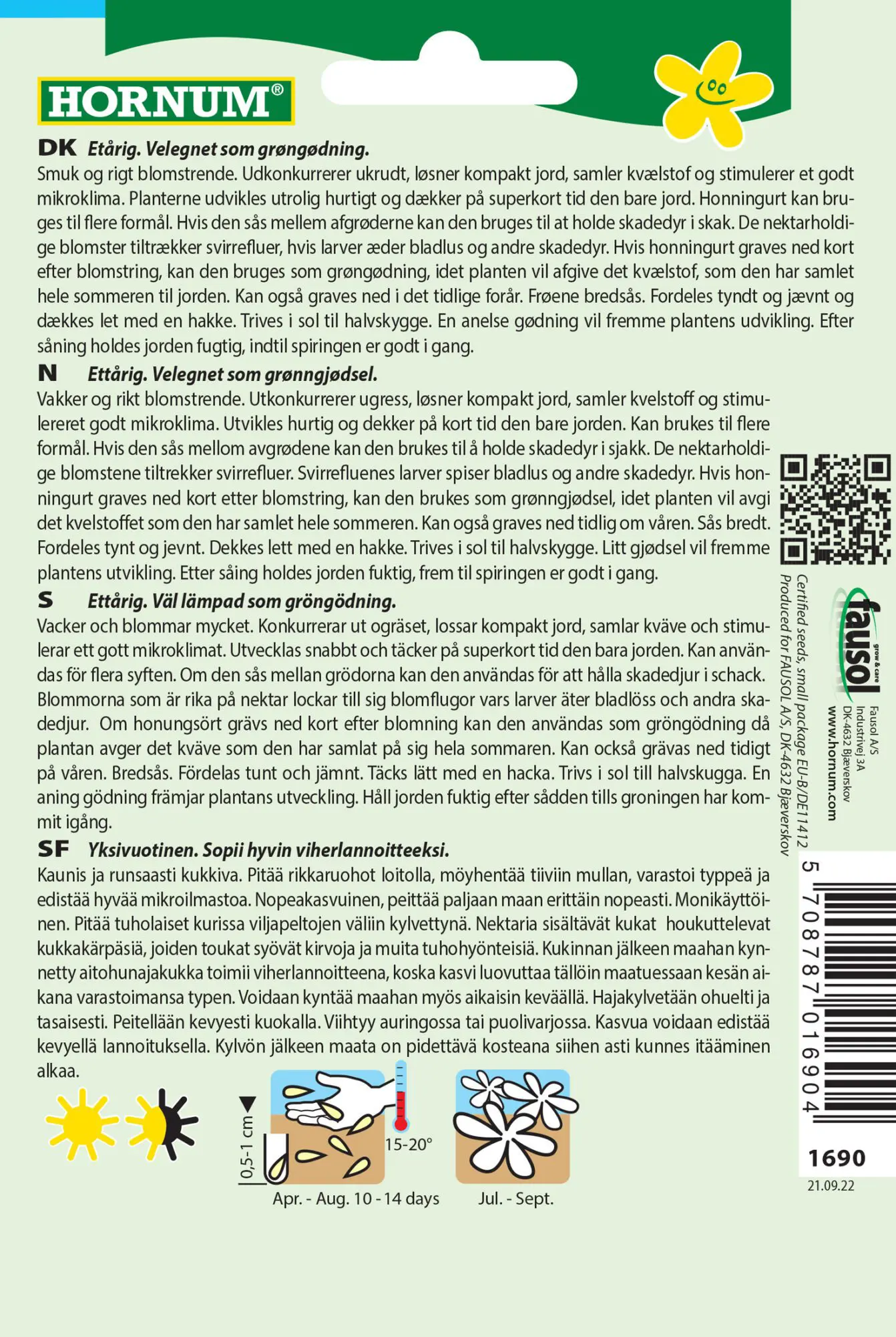 Honningurt Grøngødning – Blomsterfrø