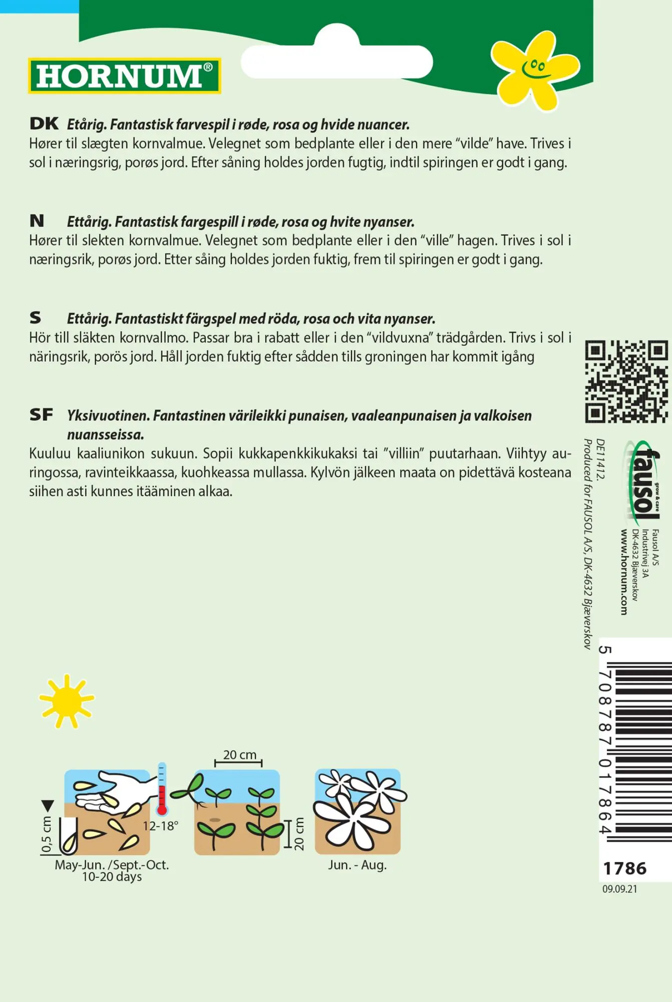 Kornvalmue frø “Soft Silk” – Smukke farvekombinationer – Blomsterfrø