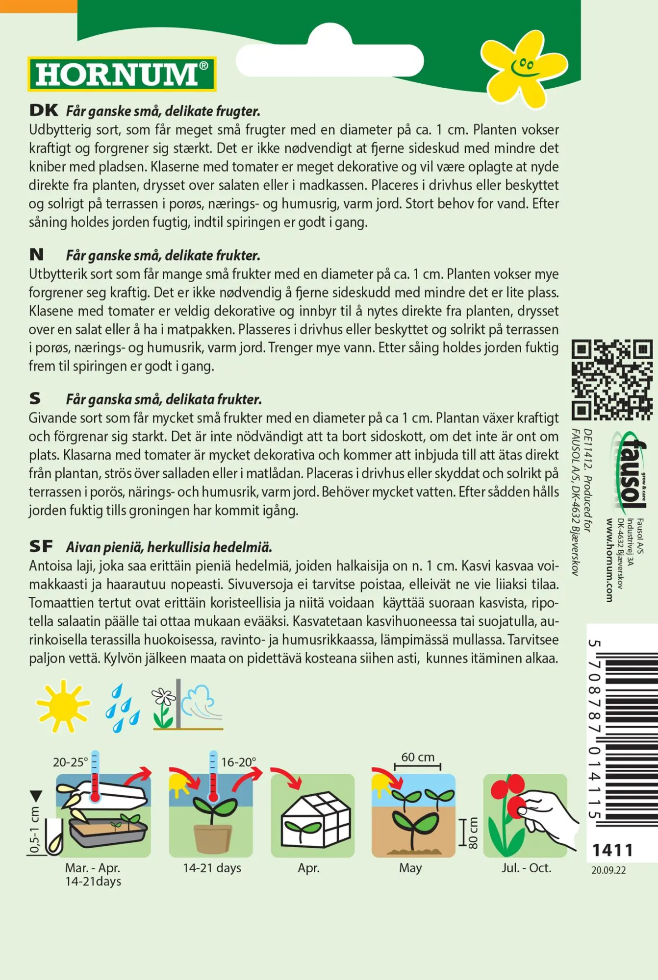 Ribs tomat frø – Små delikate tomater – Grøntsagsfrø