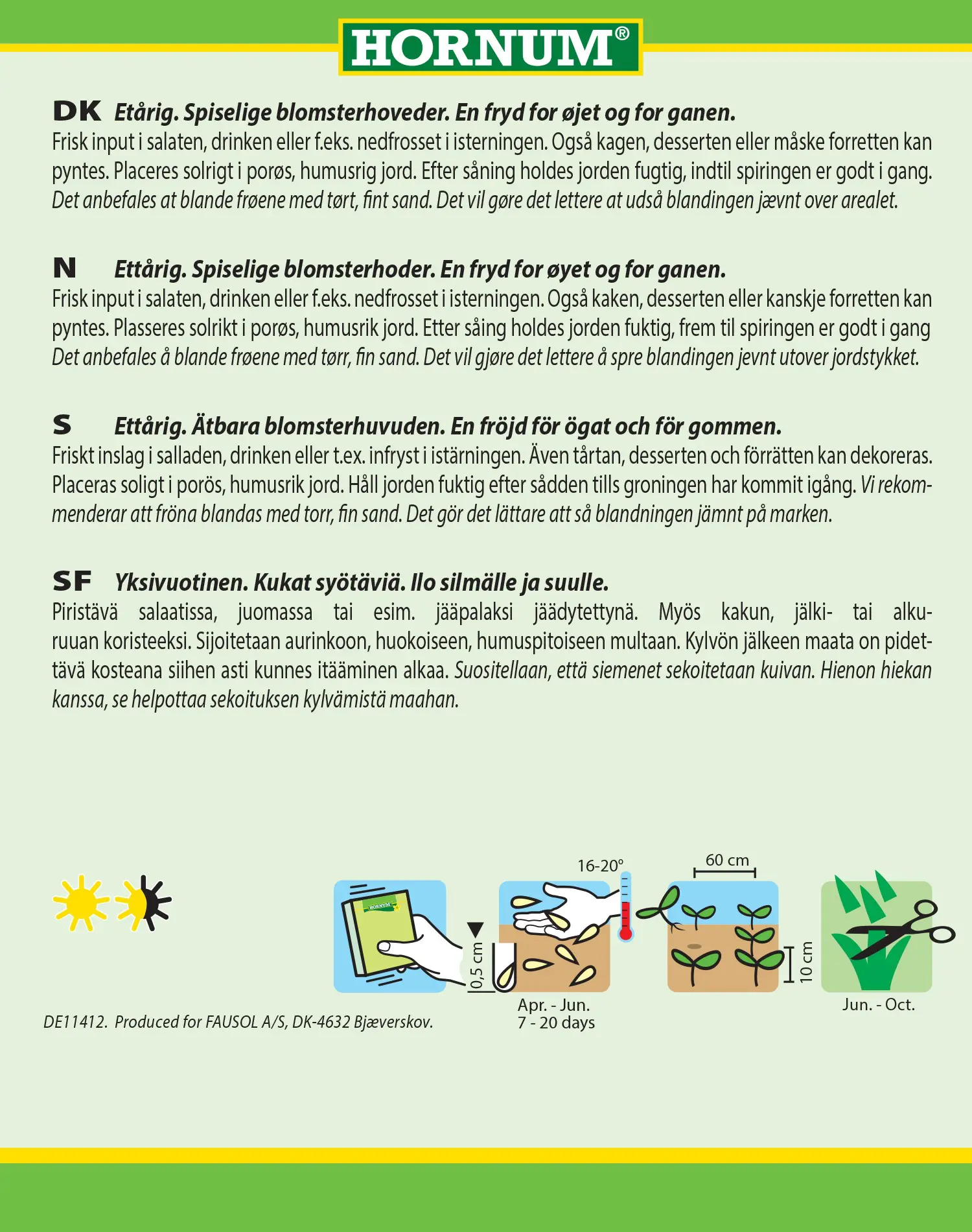 Blomster blanding salat – Spiselige blomster – Blomsterfrø til 75m2