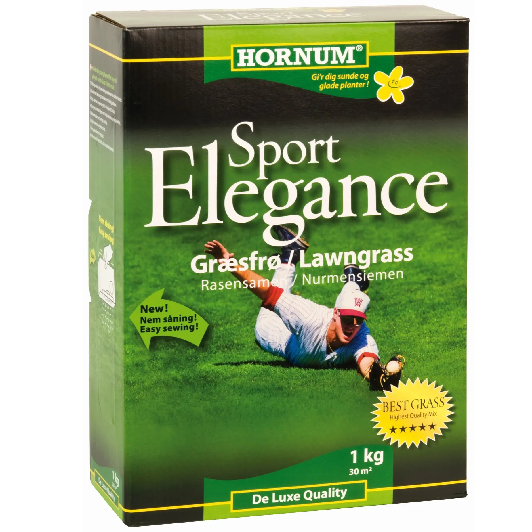 Græsfrø - Hurtigvoksende, slidstærk og tæt - 2,5 kg / 75m2 - Hornum Sport Elegance