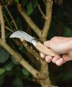 Beskærerkniv / Gartnerkniv fra Kent & Stowe. Blad i rustfrit stål og håndtag i asketræ.