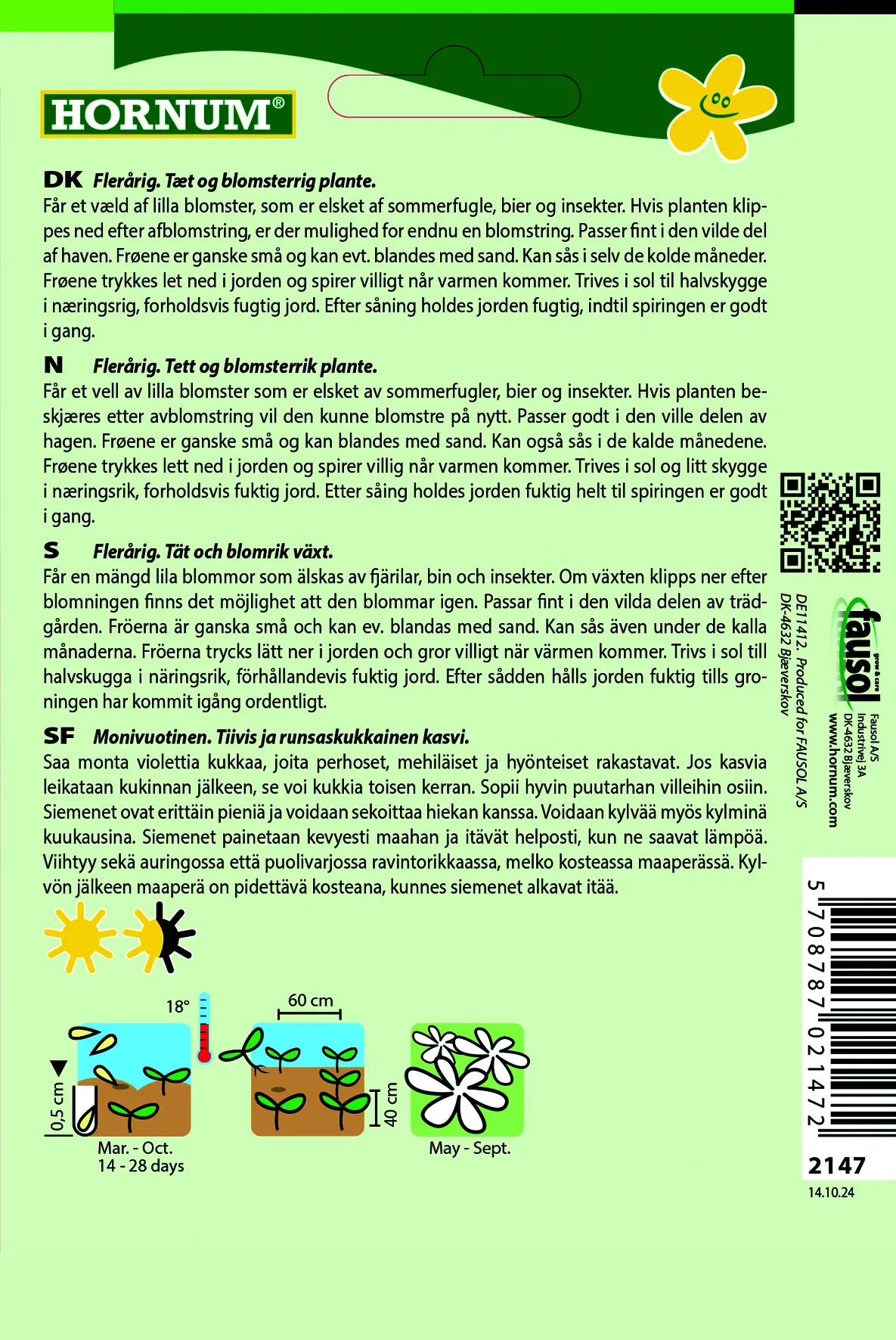 Pragtstjerne – elskes af sommerfugle, bier – Små lilla blomster – Blomsterfrø