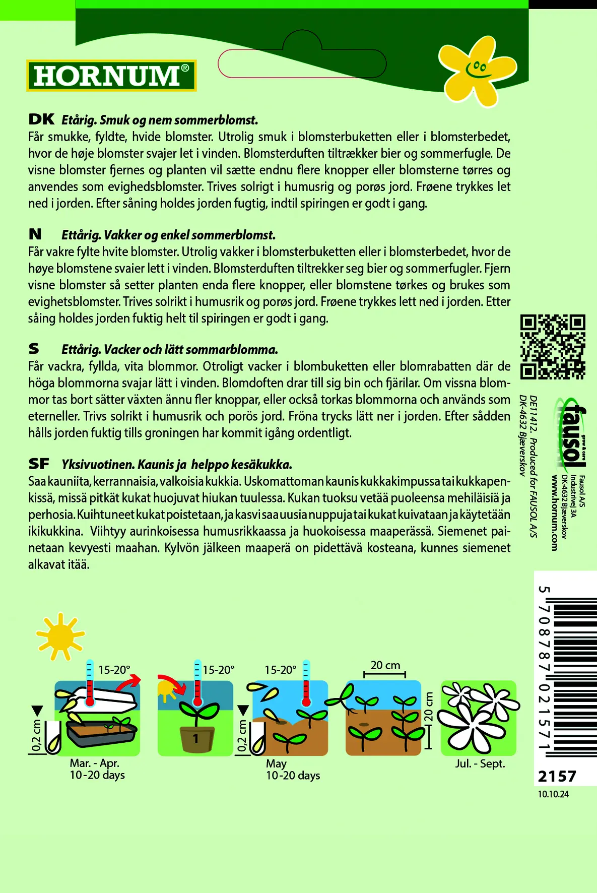 Enkeblomst – Snowmaiden – Duftende hvide blomster – Blomsterfrø.