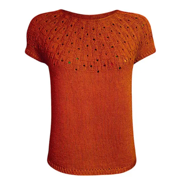 Garnpakke – “Nethe Sommer” (XS-L) af Hanne Larsen strikket i Arezzo fra Hjertegarn