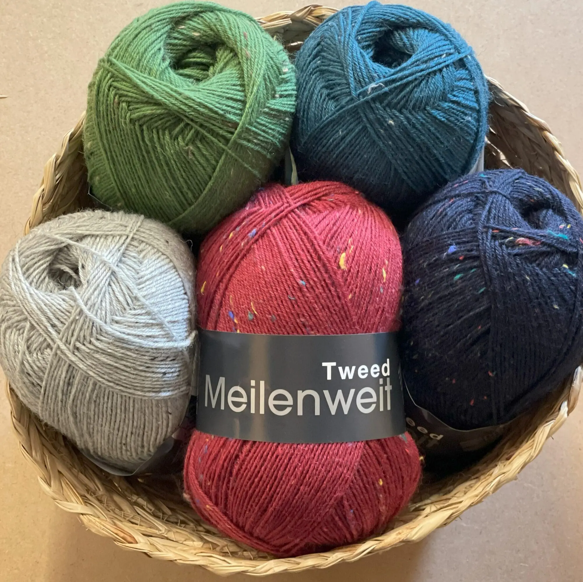 Meleret Strømpegarn / Sokkegarn Lana Grossa Meilenweit 100 g TWEED – Uld og Polyamid
