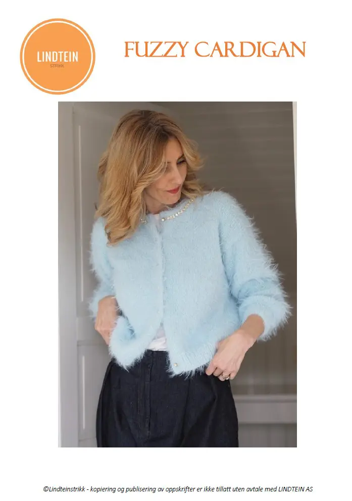 StrikkeKit “Fuzzy Cardigan” (Opskrift + Garn) – Ultra blød og elegant – Størrelse M