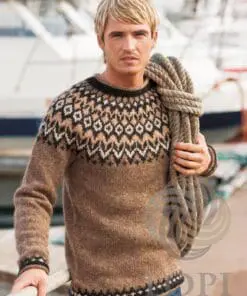 StrikkeKit – Islandsk Sweater “Riddari 28-3” Str. L-XL  Strikkes i “Lettlopi”