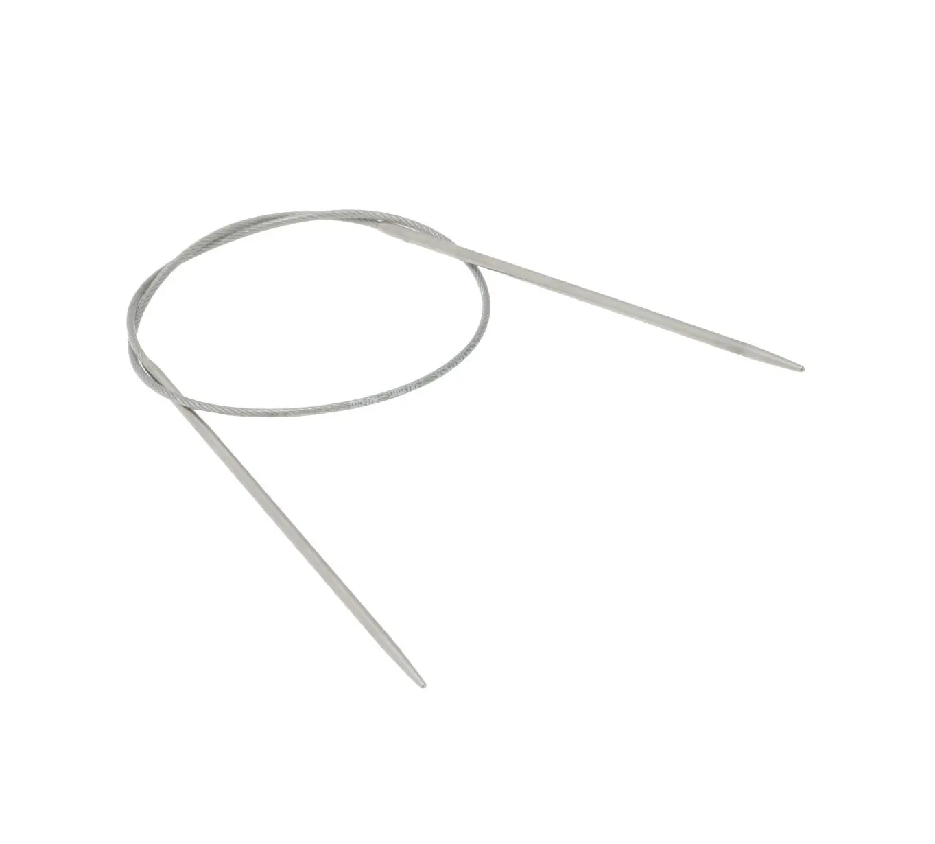 Rundpinde 40 cm med fast wire i rustfri stål. Lana Grossa strikkepinde.