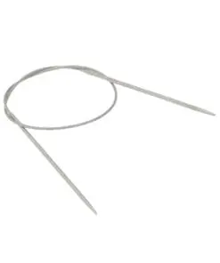 Rundpinde 60 cm med fast wire i rustfri stål. Lana Grossa strikkepinde.