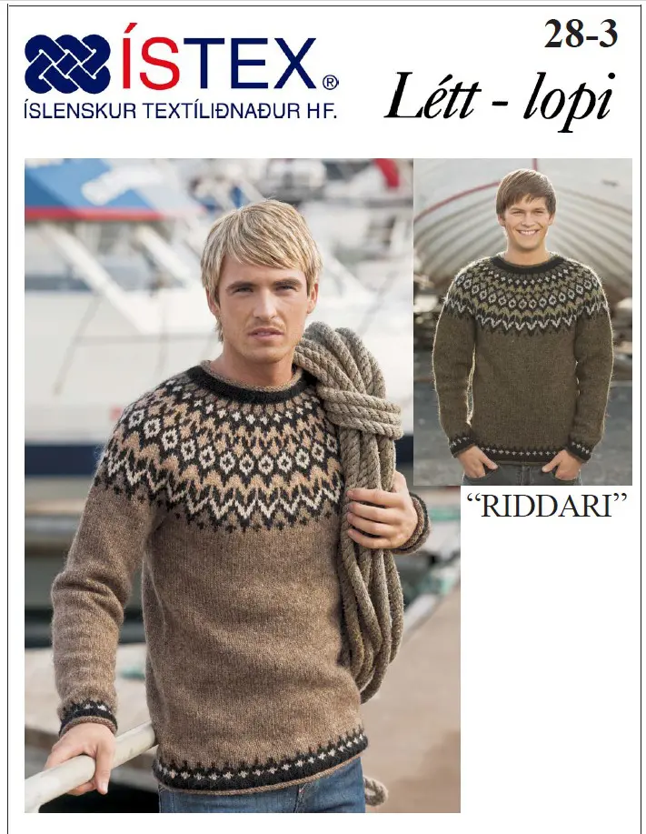 StrikkeKit – Islandsk Sweater “Riddari 28-3” Str. L-XL Strikkes i “Lettlopi”