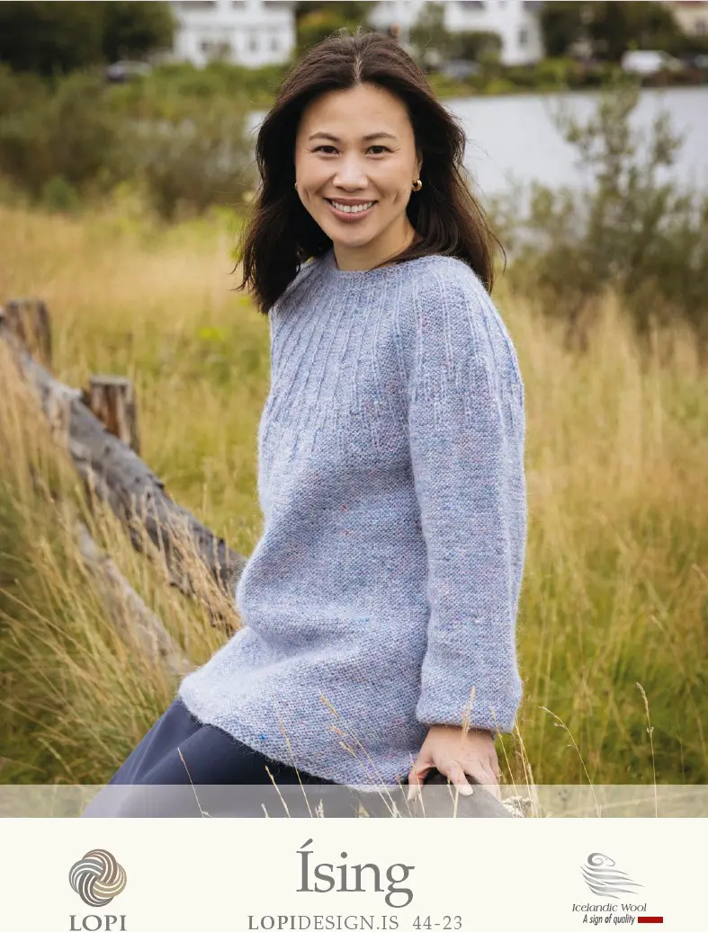 Strikkeopskrift – “Ising” Sweater/Bluse 44-23 – Strikkes i “Lettlopi” (Sendes straks)