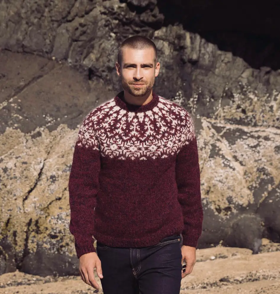 Strikkeopskrift – Unisex Sweater “Advent / Aðventa” 43-12 – Einband og Plötulopi (Sendes straks)