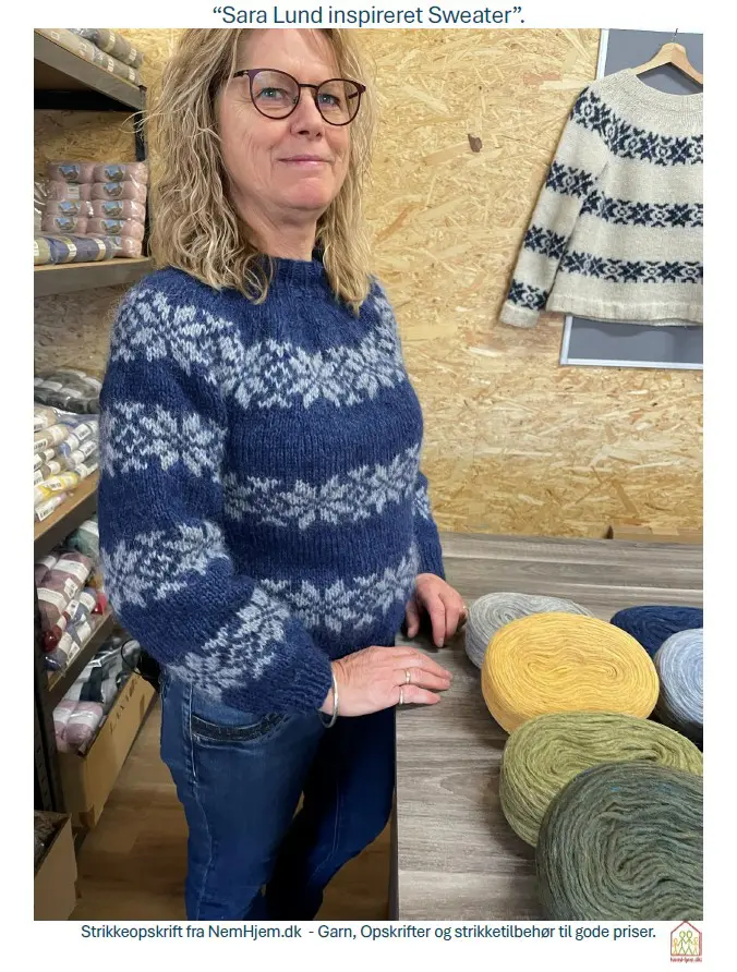Strikkeopskrift “Sarah Lund Inspireret Sweater” (Plötulopi eller Alafosslopi)