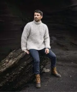 StrikkeKit – Unisex Sweater i halvpatent (Alafosslopi) “Klukk” Str. S