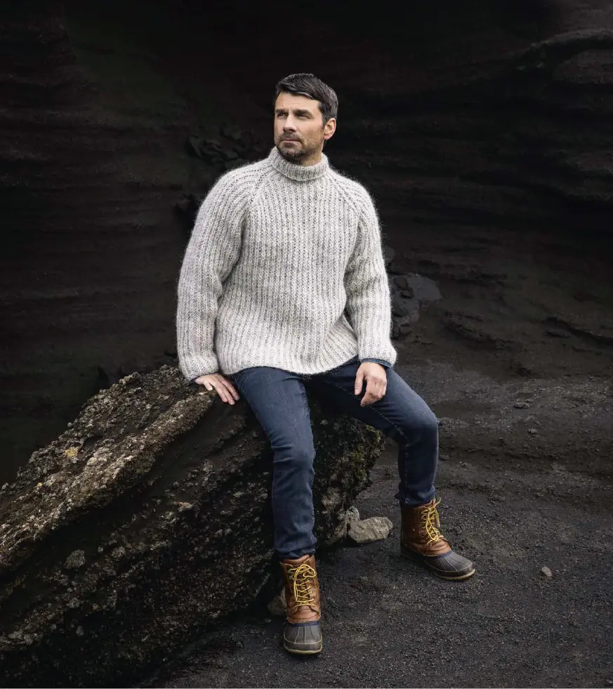StrikkeKit – Unisex Sweater i halvpatent (Alafosslopi) “Klukk” Str. S