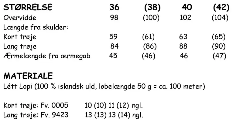 Stoerrelser og garnforbrug 4