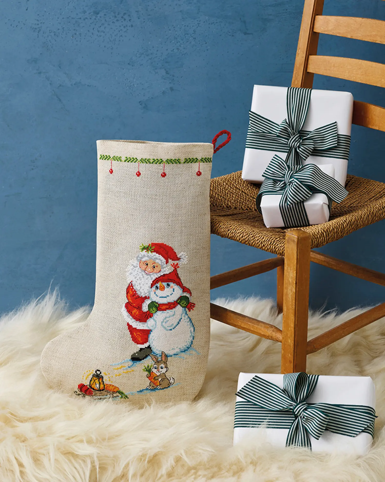 Broderikit Julesok “Julemand og Snemand” 28x44cm – Julebroderi