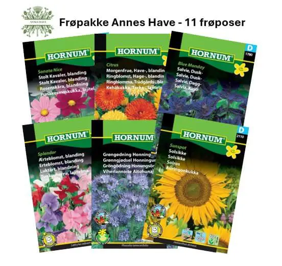 Frøpakke annes Have Frøpakke med 11 poser skønne og nyttige blomsterfrø. Køb på NemHjem.dk