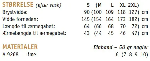 Stoerrelser og materialer