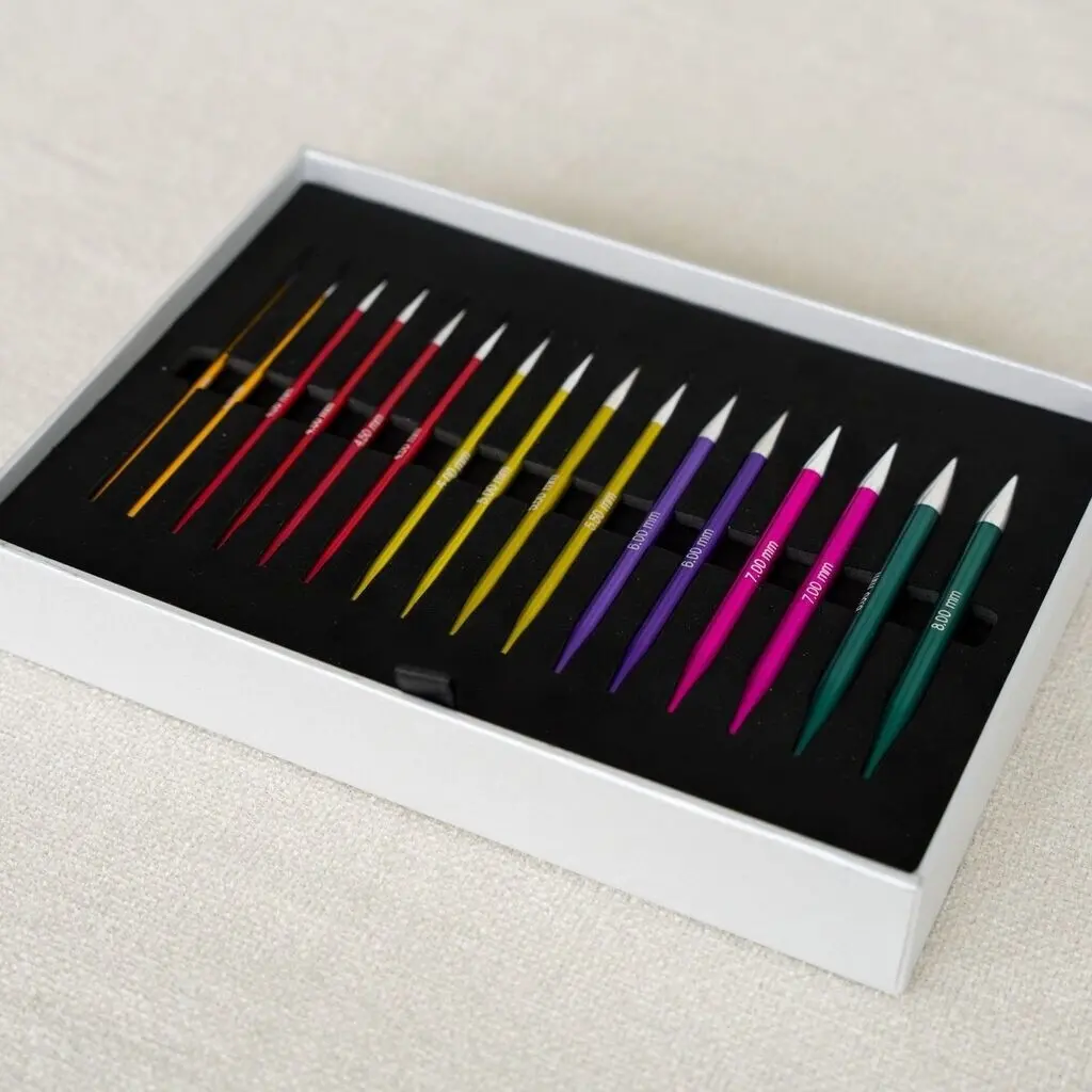 KnitPro / Lana Grossa Alu Rainbow Rundpindesæt i Aluminium – 3,5-8,0 mm