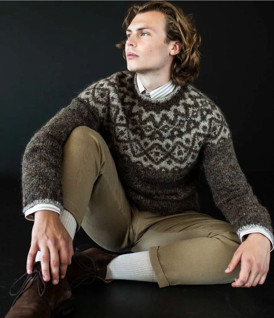 Strikkeopskrift “Ugla” 42-15 Islandsk sweater med ugler | Plötulopi og Einband (Sendes straks)