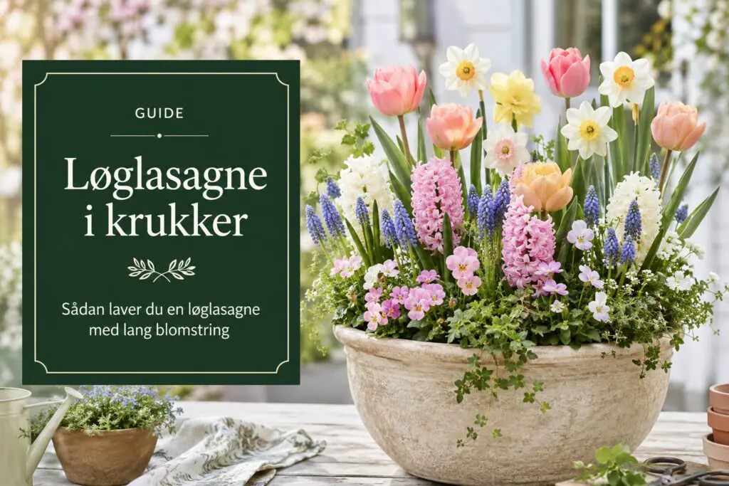 Komplet guide til at lave løglasagne med lang blomstring i forårskrukkerne.