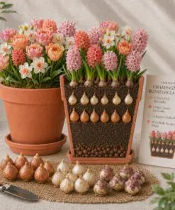 Eksklusiv Champagne & Blush-løglasagne – 30 store premium-blomsterløg til én krukke