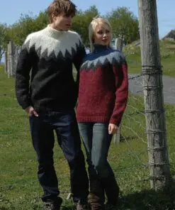 Strikkeopskrift Snæfellsjökull 27-9 – Islandsk unisex sweater i Álafosslopi (Sendes straks)