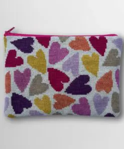 Baldyre Broderikit Clutch “Sweethearts” – Farverig clutch med hjerter | Dansk design