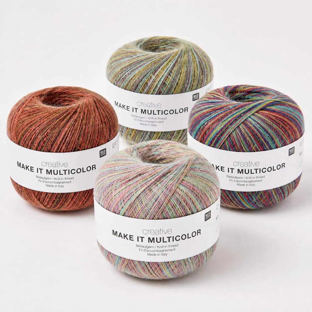 Rico Design Creative Make It Multicolor følgetråd i uld. Creative Make It Multicolor 50 g 750 m fra Rico Design