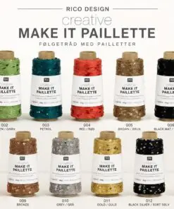 Rico Design Make It Perliette. Følgetråd med palietter der findes i mange farver.