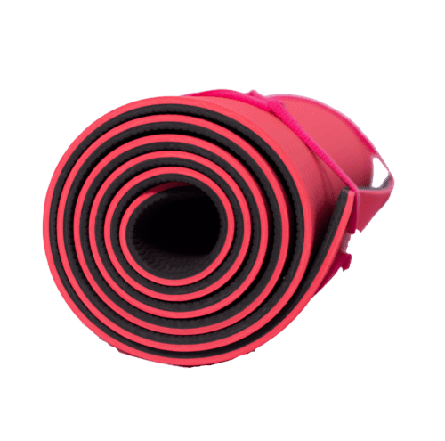 Træningsmåtte / Yogamåtte 2 lag stødabsorberende TPE – 8 mm – Rød/Sort