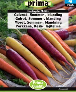 Gulerodsfrø i skøn blanding af farverige gulerødder. Harlequin F1 mix gulerødder. Køb billige gulerodsfrø på www.nemhjem.dk.