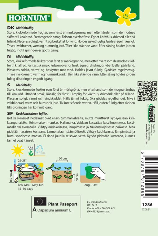 Peberfrugt frø – Aflange peberfrugter – Grøntsagsfrø