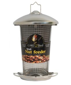 Fuglefoderautomat til ophængning på væg lavet i rustfrit stål. Smart foderautomat til jordnødder.