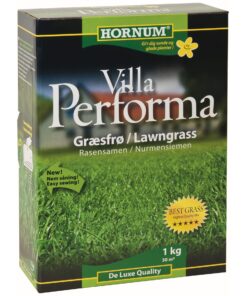 Græsfrø – Dybgrøn og kraftfuldt græstæppe – 1 kg / 30m2 – Hornum Villa Performance