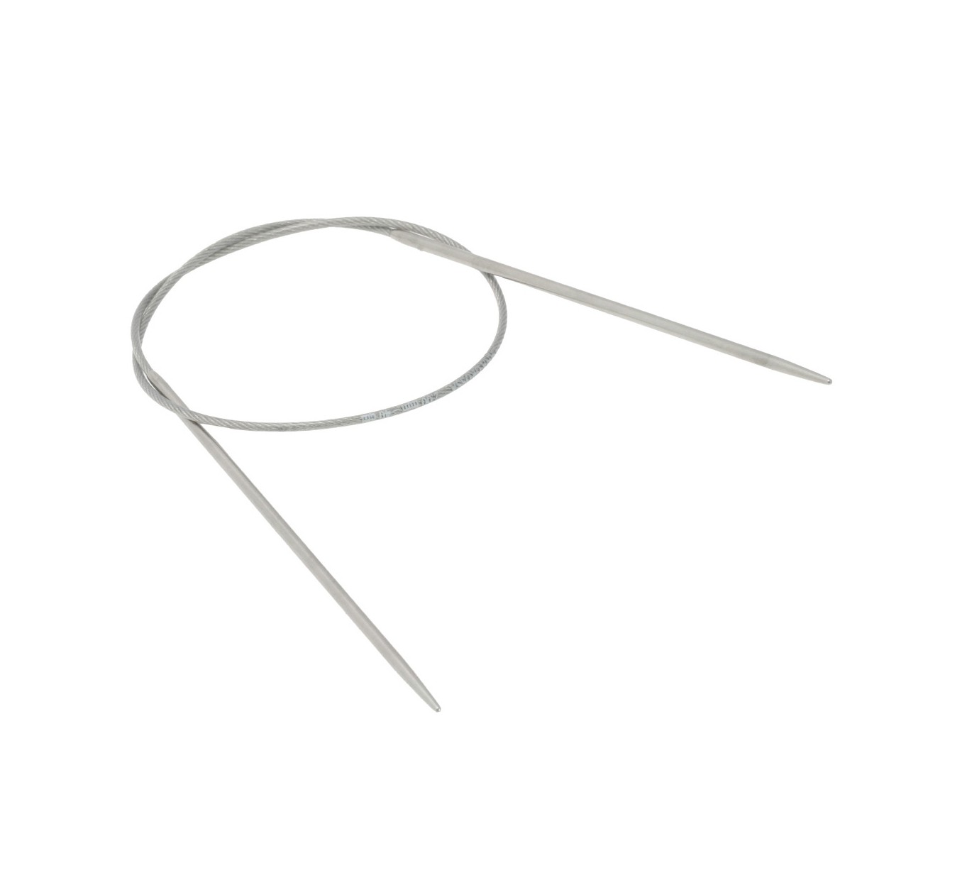 Rundpinde 80 cm med fast wire i rustfri stål. Lana Grossa strikkepinde.