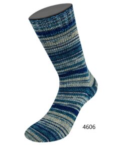 Farveskiftende Strømpegarn Lana Grossa Meilenweit 100 BLACK/BLUE Denim Mix – uld og polyamid