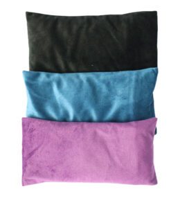 Øjenpude med hørfrø 10X20 cm. Fløjl og bomuld. 250 gram. Flere farver.