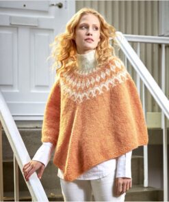 Strikkeopskrift – Fnug-let Poncho “Sporður” 39-07 – Strikkes i “Plötulopi” Islandsk Uldgarn