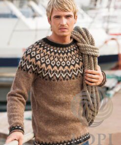 StrikkeKit – Islandsk sweater “Riddari 28-3” Str. XS  Strikkes i “Lettlopi”
