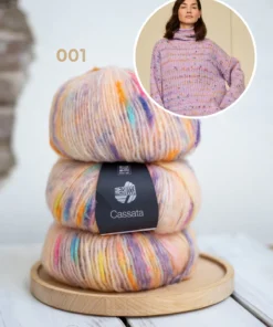 StrikkeKit (Garn + Opskrift) – Skøn strikketrøje med høj hals i Cassata garn Str. 40-46